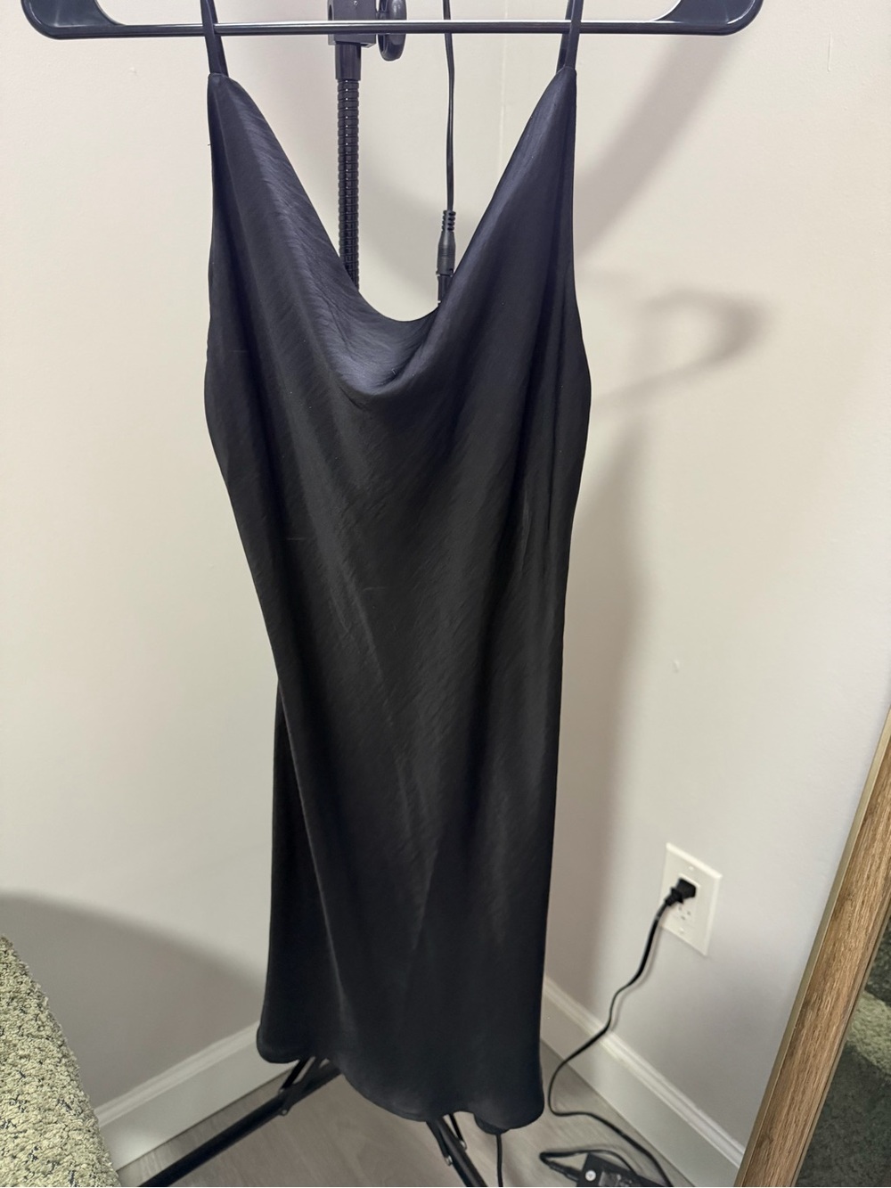 Forever 21 Black Satin Cowl Slip Dress